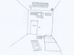 Cell in UAE State Security Facility - Sketch made by a detainee in solitary confinement 