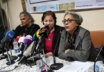   
Aida Seif el-Dawla , Suzan Fayyad, center, and Magda Adly, right, co-founders of Nadeem Center, 21 February 2016